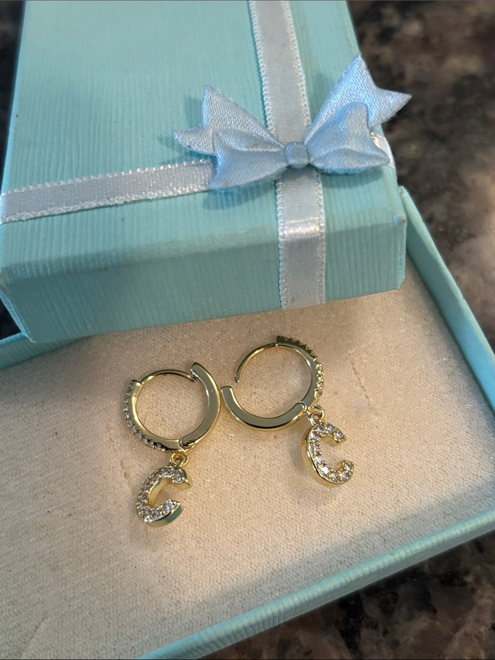 Gold-Tone Hoop Earrings with Crystal 'C' Charms